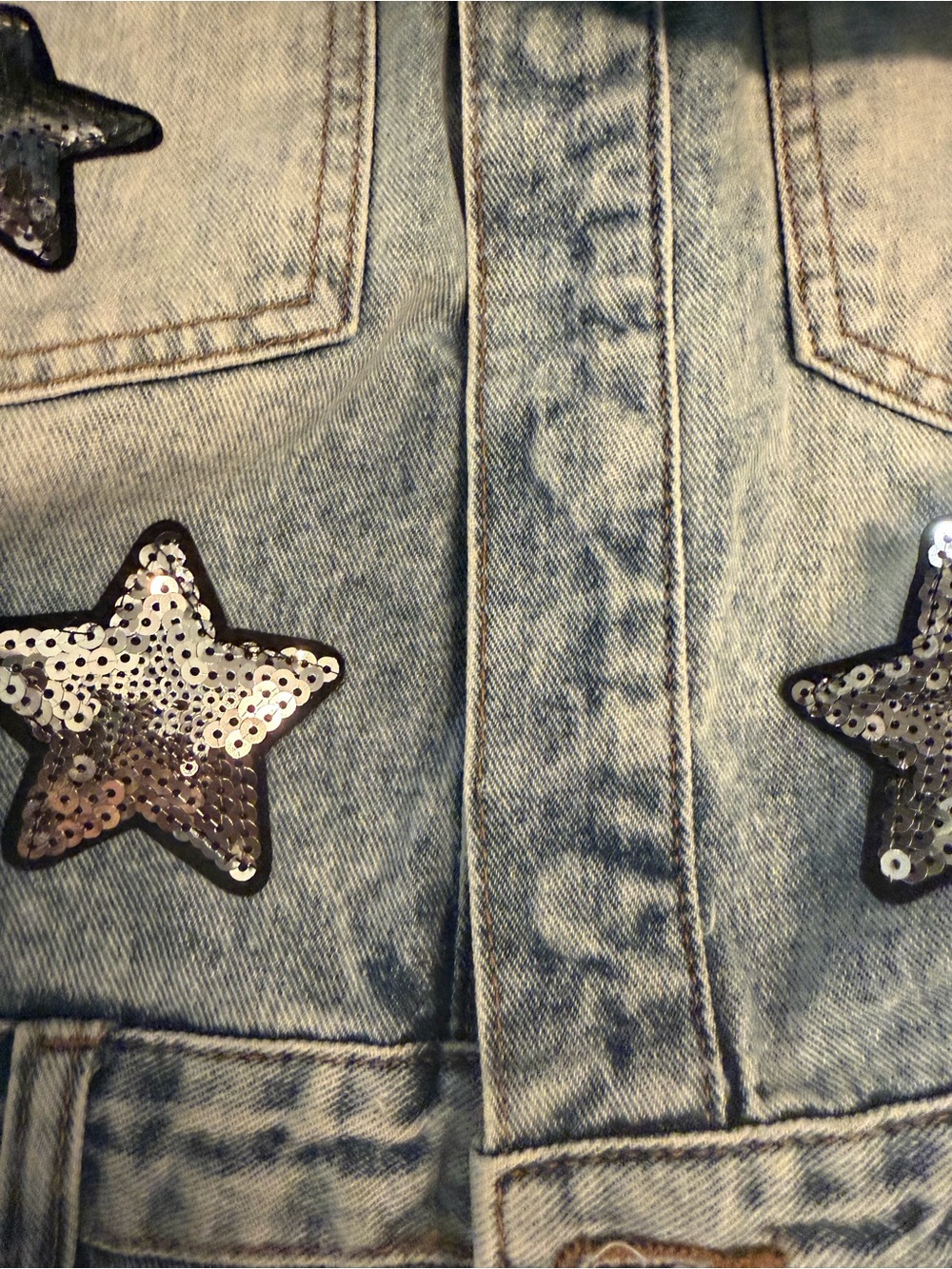 NWT Buddy Love RAELYNN DENIM Blue MINI DRESS Sequin Stars Rodeo Festival Large - Picture 13 of 14